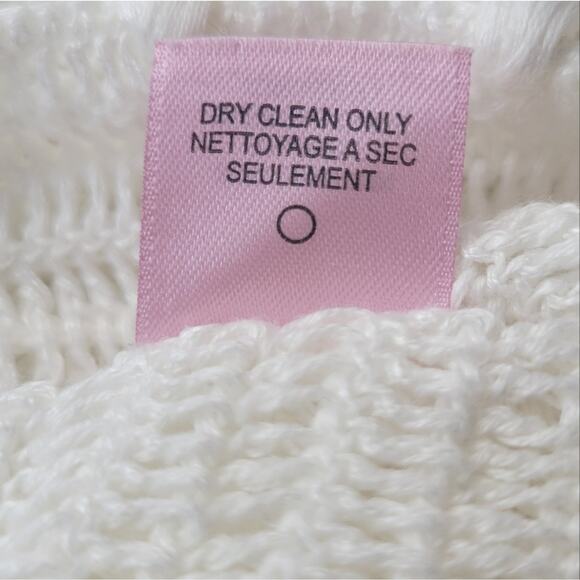 Calypso St. Barths Open Weave Linen Sweater Off White Fringe Xs - Picture 6 of 9